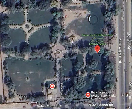 Top view of Municipal Children Park Lodhran from satellite- Top Parks In Lodhran, Punjab Best Park Points of Interest in Lodhran, Punjab